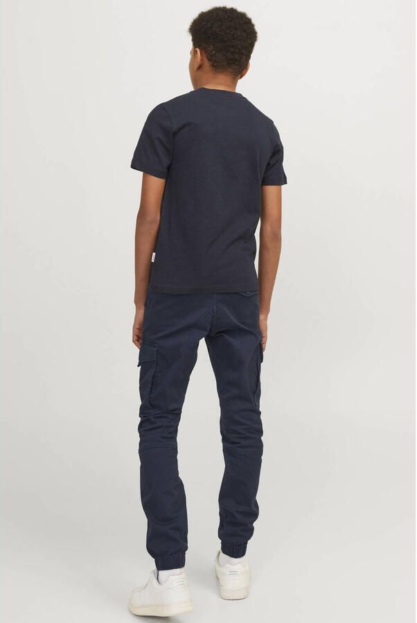 Jack & jones JUNIOR cargobroek JJIPAUL donkerblauw Jongens Stretchkatoen 140 - Foto 2