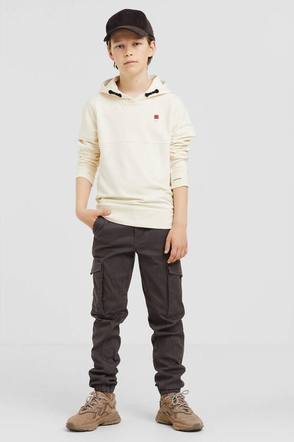 Jack & jones JUNIOR cargobroek JJIPAUL grijs Jongens Stretchkatoen Effen 176 - Foto 3