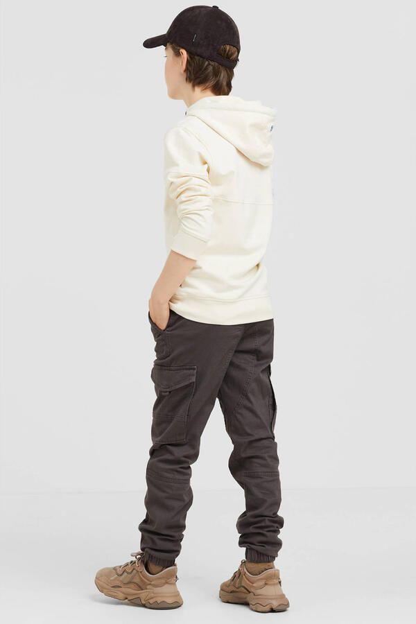 Jack & jones JUNIOR cargobroek JJIPAUL grijs Jongens Stretchkatoen Effen 176 - Foto 4