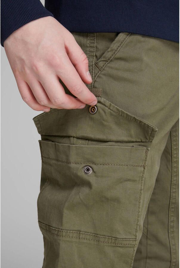 Jack & jones JUNIOR cargobroek JJIPAUL olijfgroen Jongens Stretchkatoen 128