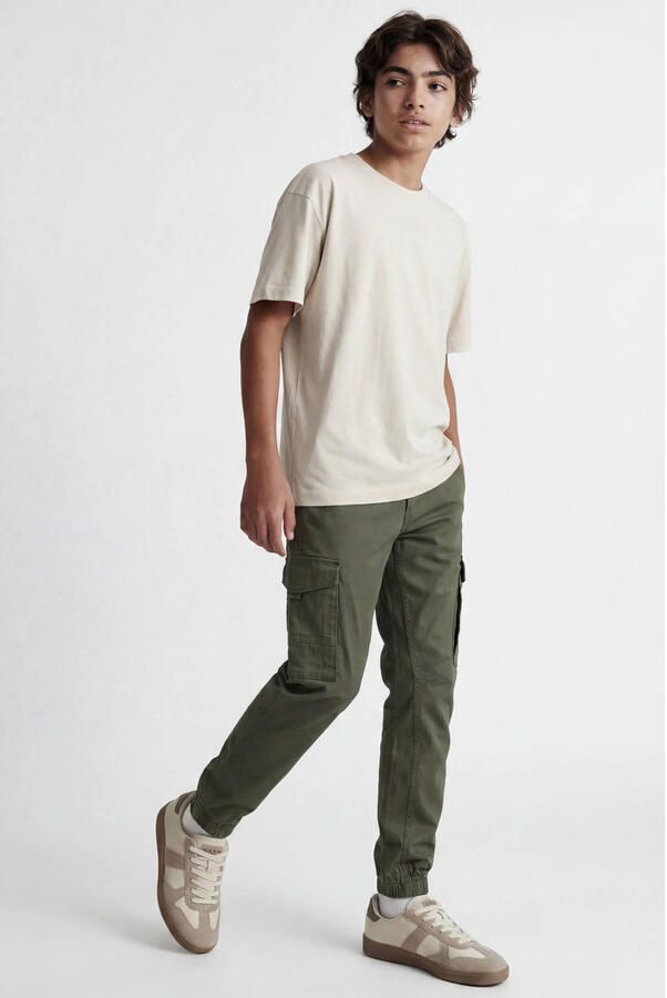 Jack & jones JUNIOR cargobroek JJIPAUL olijfgroen Jongens Stretchkatoen 176 - Foto 2