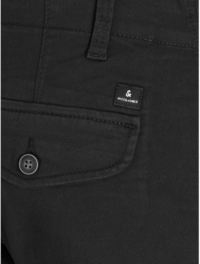 Jack & jones JUNIOR cargobroek JJIPAUL zwart Jongens Stretchkatoen Effen 176