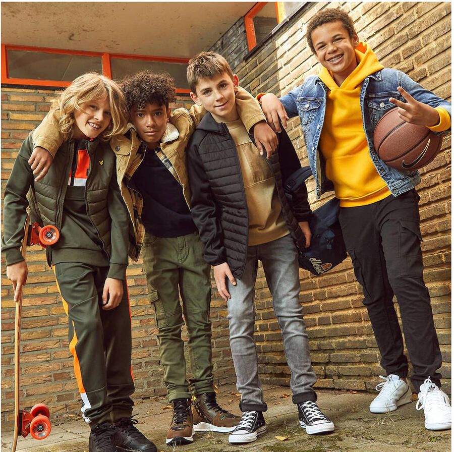 Jack & jones JUNIOR cargobroek JJIPAUL zwart Jongens Stretchkatoen Effen 128