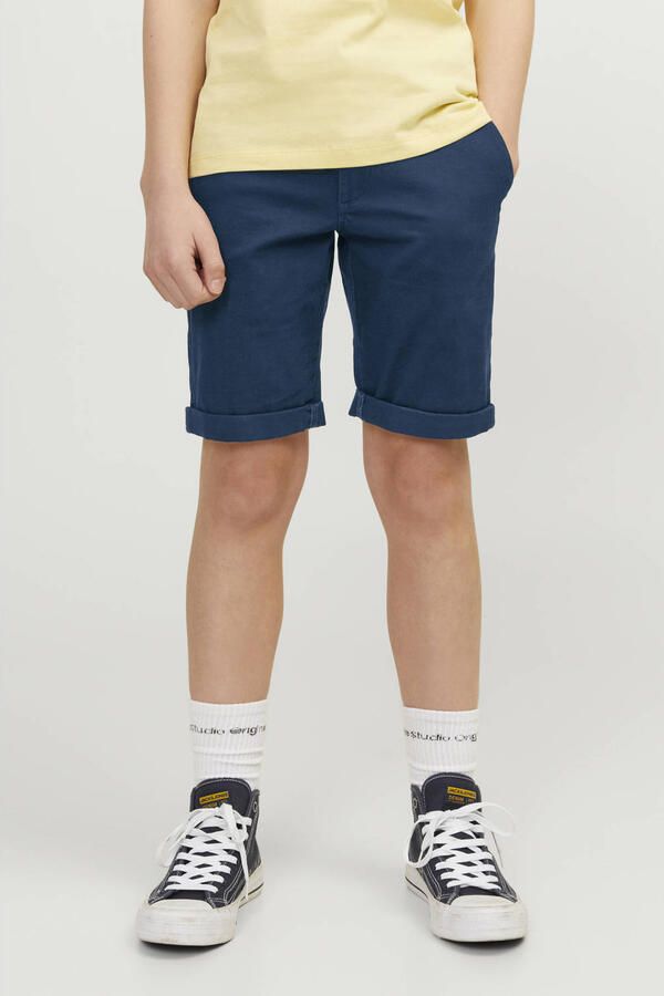 Jack & jones JUNIOR chino short JPSTDAVID JJCHINO navy blazer Korte broek Blauw Jongens Stretchkatoen 128 - Foto 2
