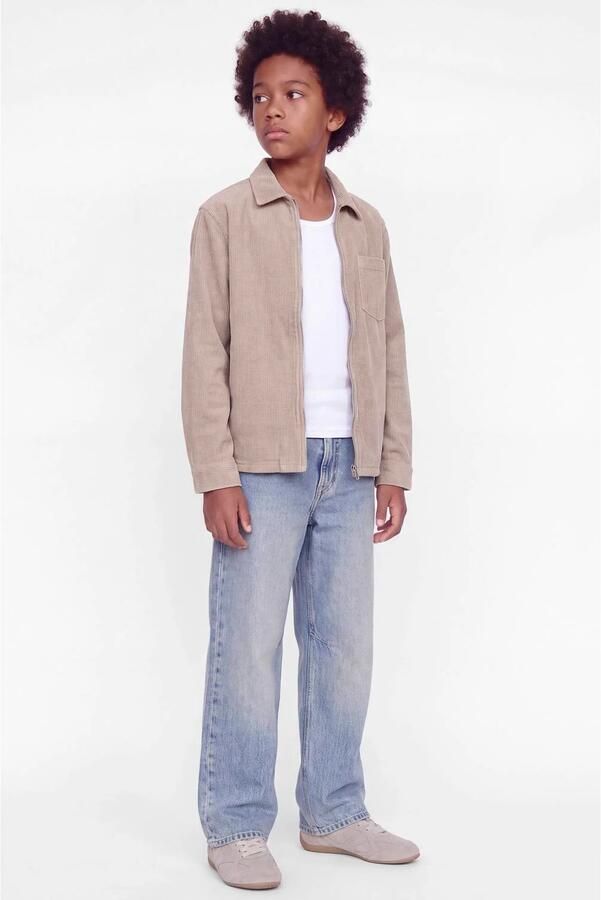 JACK & JONES JUNIOR corduroy casual overhemd beige Effen - Foto 3