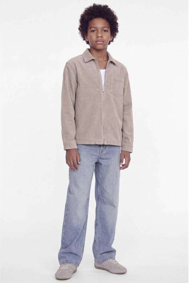 JACK & JONES JUNIOR corduroy casual overhemd beige Effen - Foto 2