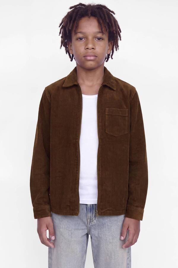 JACK & JONES JUNIOR corduroy overhemd bruin Effen