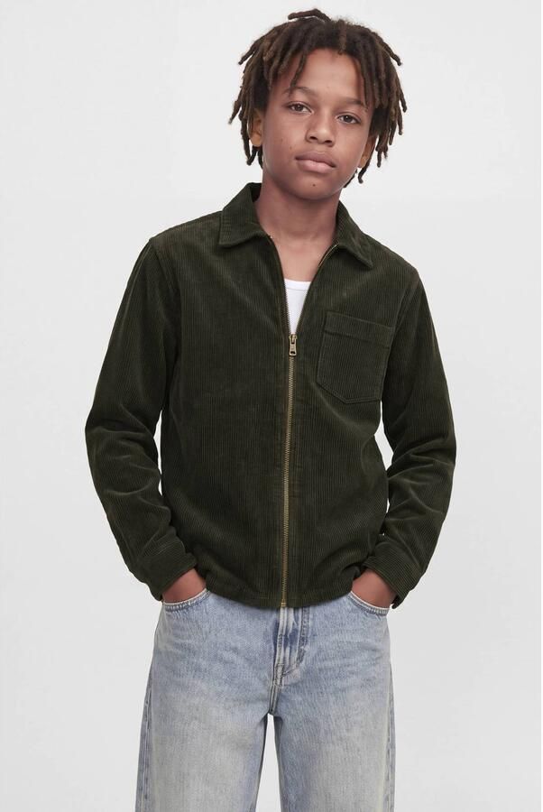 JACK & JONES JUNIOR corduroy overhemd donkerbruin Effen