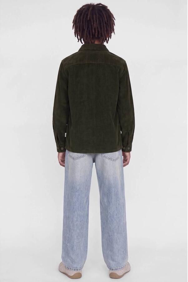 JACK & JONES JUNIOR corduroy overhemd donkerbruin Effen - Foto 3