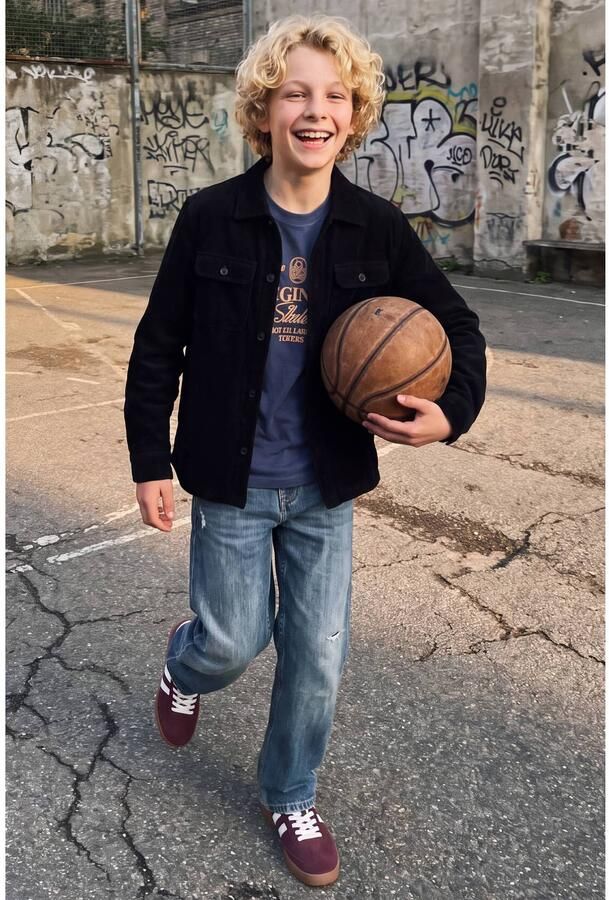 JACK & JONES JUNIOR corduroy overhemd zwart Effen - Foto 2