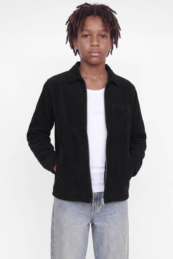 JACK & JONES JUNIOR corduroy overhemd zwart Effen
