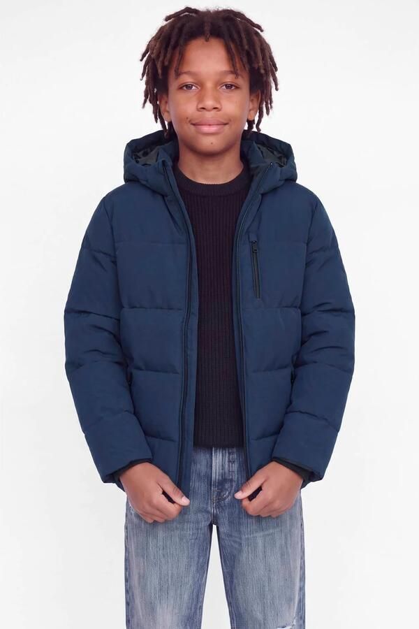 JACK & JONES JUNIOR gebreide gewatteerde winterjas donkerblauw