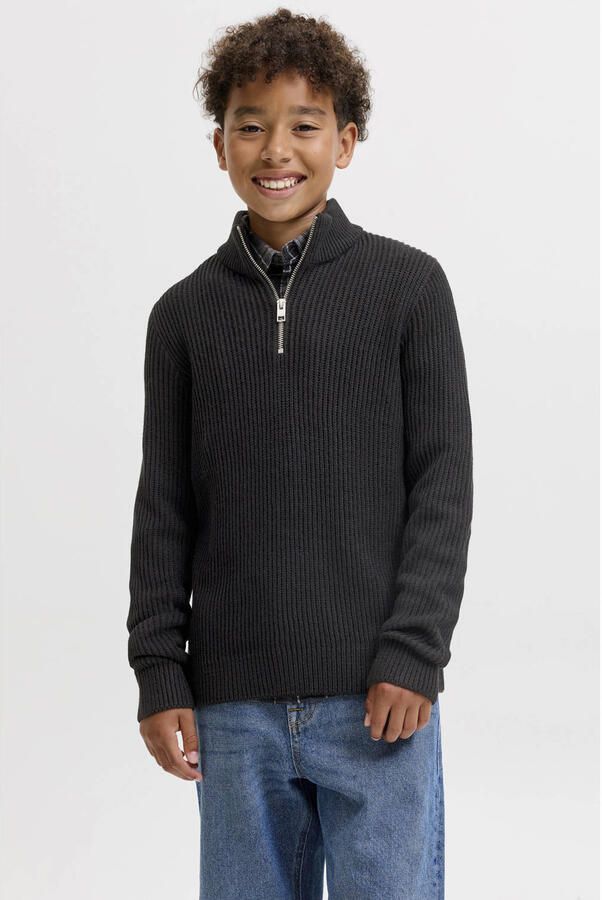 JACK & JONES JUNIOR gebreide schipperstrui zwart