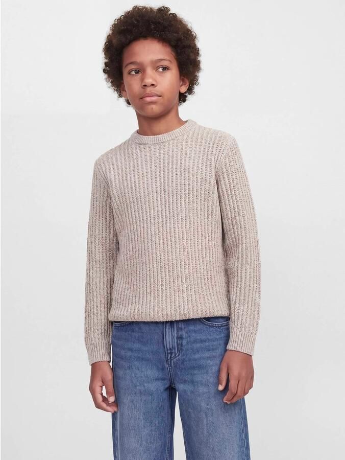 JACK & JONES JUNIOR gebreide trui beige Jongens Acryl Ronde hals Effen