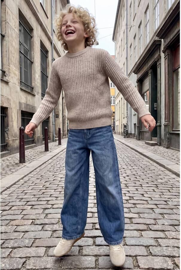 JACK & JONES JUNIOR gebreide trui beige Jongens Acryl Ronde hals Effen - Foto 3