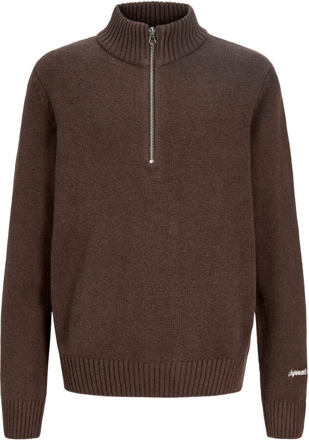 JACK & JONES JUNIOR gebreide trui met borduursels donkerbruin