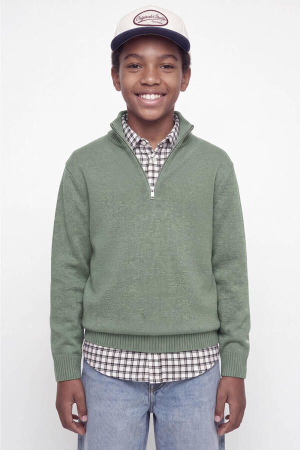 JACK & JONES JUNIOR gebreide trui met borduursels groen