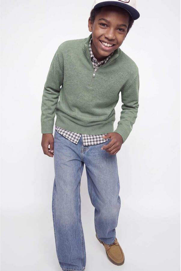 JACK & JONES JUNIOR gebreide trui met borduursels groen - Foto 2