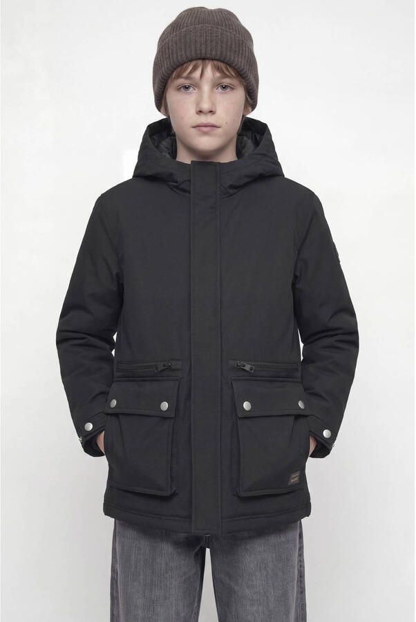 JACK & JONES JUNIOR gebreide winterparka zwart