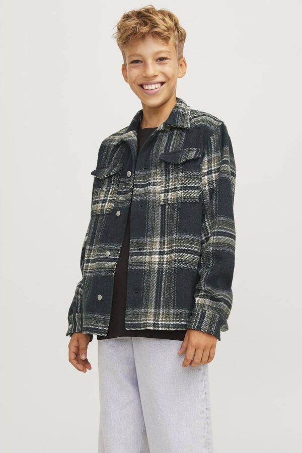 JACK & JONES JUNIOR geruit overhemd JORVESTERBRO donkerblauw ecru