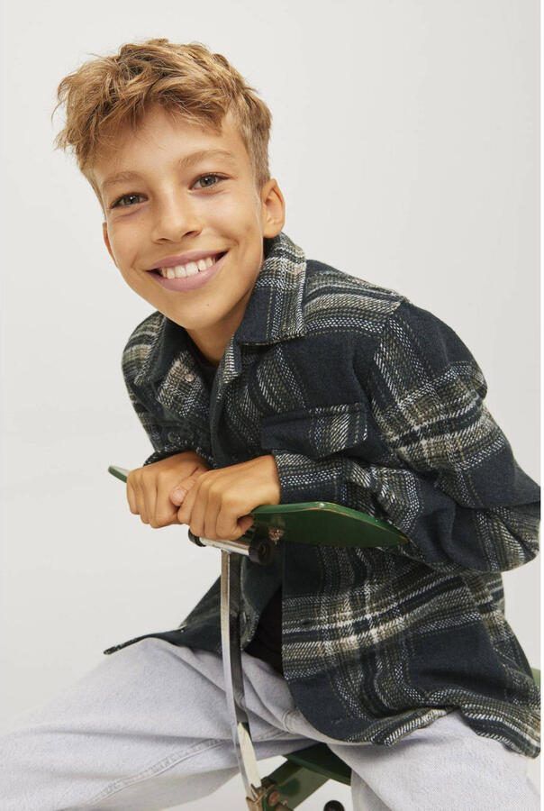 JACK & JONES JUNIOR geruit overhemd JORVESTERBRO donkerblauw ecru - Foto 2