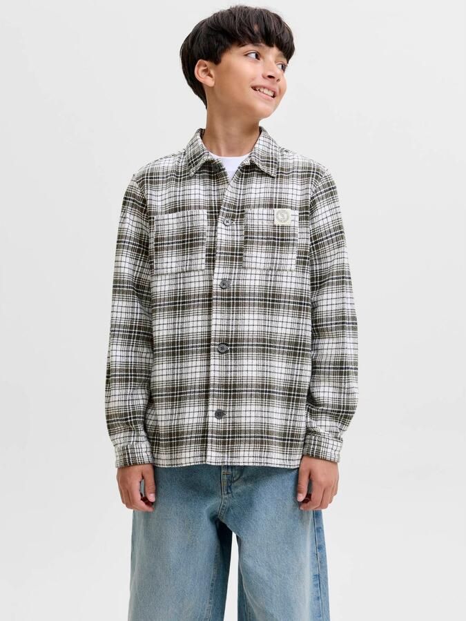 JACK & JONES JUNIOR geruit overhemd wit Jongens Katoen Button down Ruit