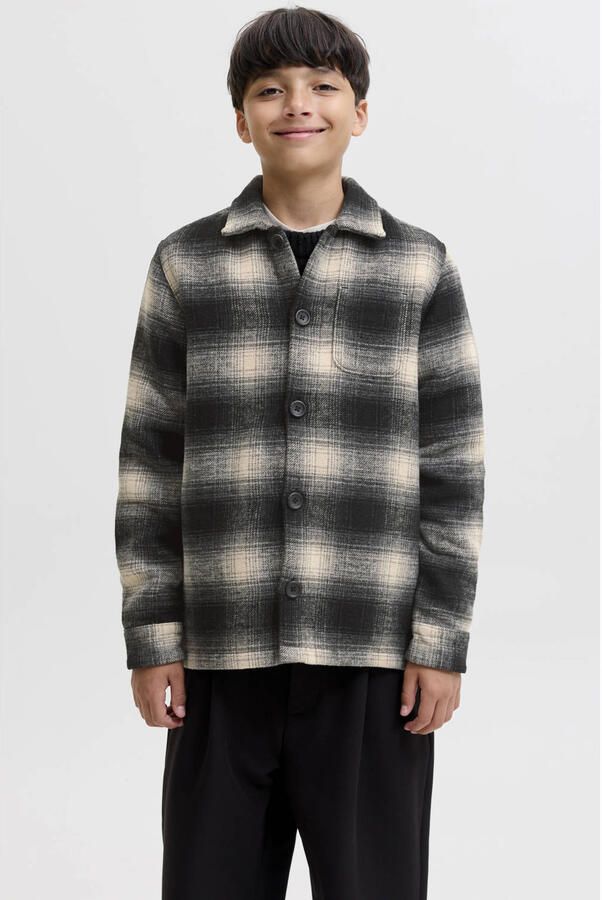 JACK & JONES JUNIOR geruit overshirt antraciet