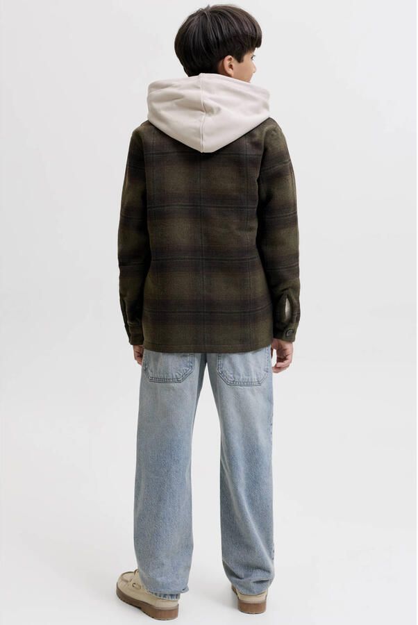 JACK & JONES JUNIOR geruit overshirt donkergroen Overhemd Jongens Polyester Button down - Foto 2