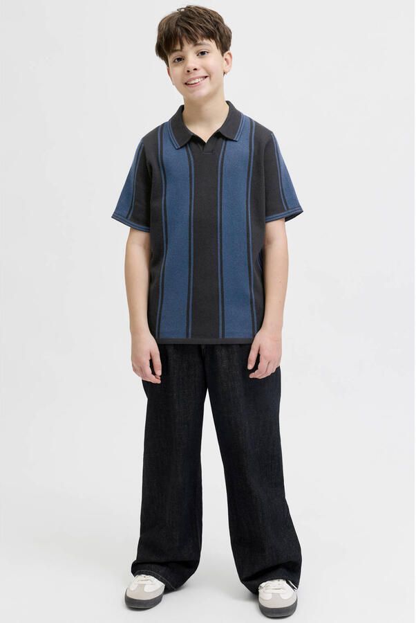 JACK & JONES JUNIOR gestreepte polo blauw gebreid - Foto 2