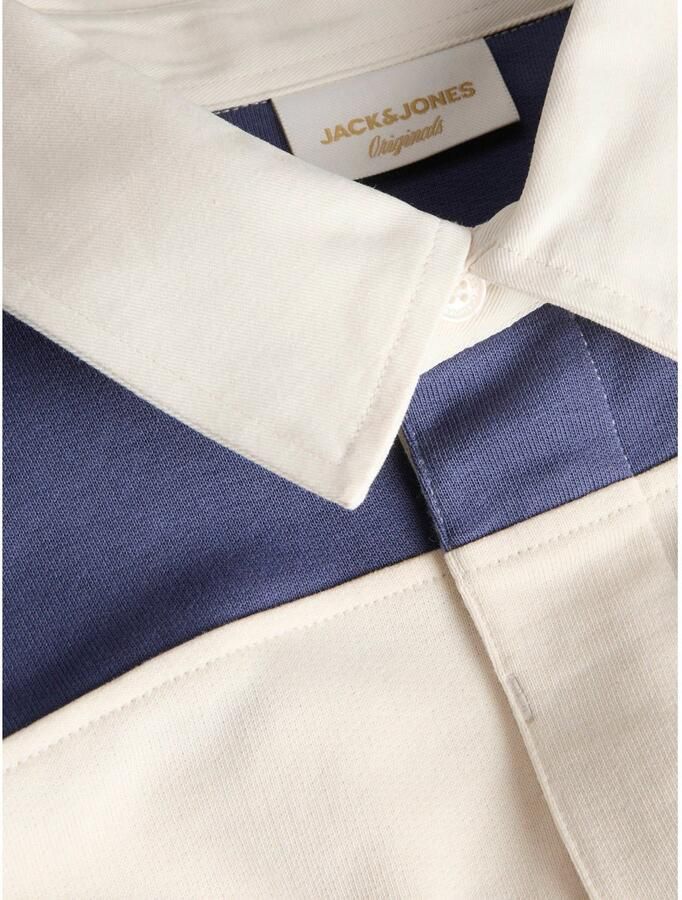 JACK & JONES JUNIOR gestreepte sweater met tekst marineblauw ecru - Foto 2