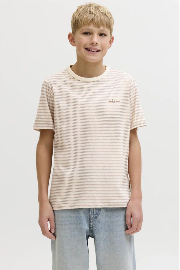 JACK & JONES JUNIOR gestreepte T-shirt beige