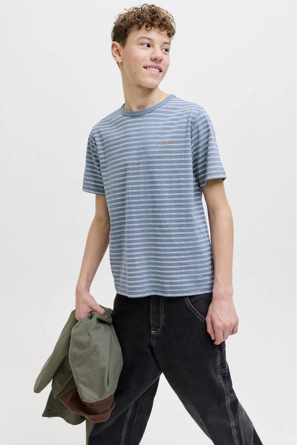 JACK & JONES JUNIOR gestreepte T-shirt blauw - Foto 3