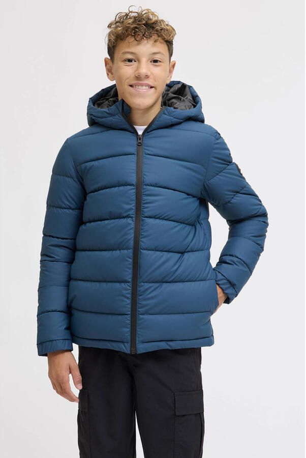 JACK & JONES JUNIOR gewatteerde jas gebreid blauw