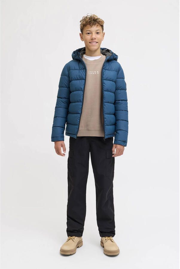JACK & JONES JUNIOR gewatteerde jas gebreid blauw - Foto 2