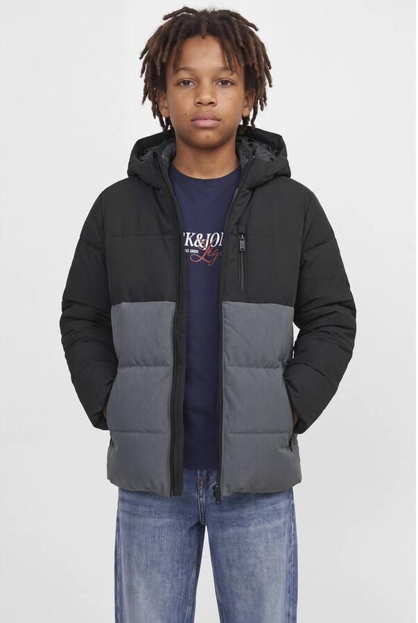 JACK & JONES JUNIOR gewatteerde winterjas grijs
