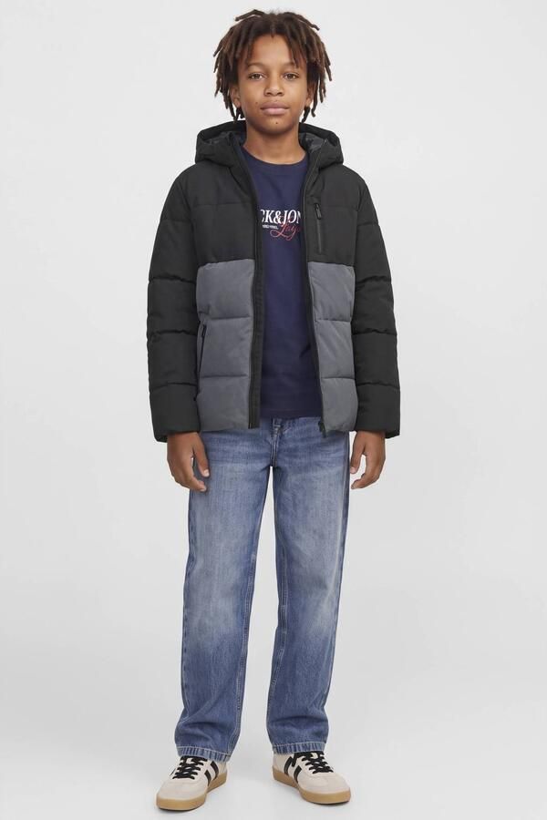 JACK & JONES JUNIOR gewatteerde winterjas grijs Jongens Polyester Capuchon - Foto 2