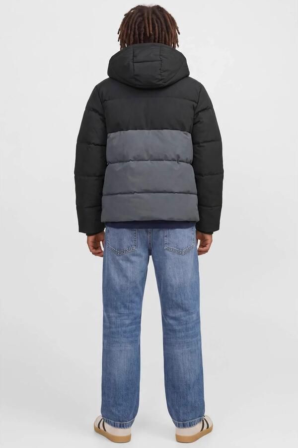JACK & JONES JUNIOR gewatteerde winterjas grijs Jongens Polyester Capuchon - Foto 3