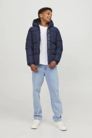 JACK & JONES JUNIOR gewatteerde winterjas JCOSPEED donkerblauw - Thumbnail 3