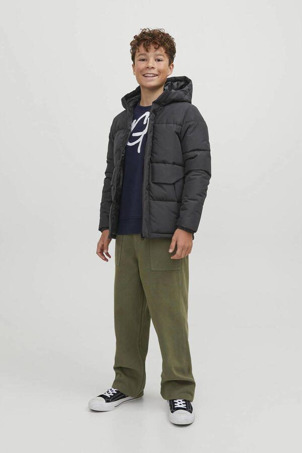 Jack & jones JUNIOR gewatteerde winterjas zwart Jongens Polyester Capuchon 152 - Foto 2