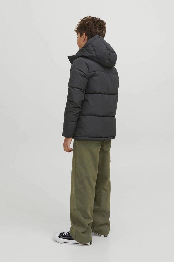 Jack & jones JUNIOR gewatteerde winterjas zwart Jongens Polyester Capuchon 152 - Foto 3