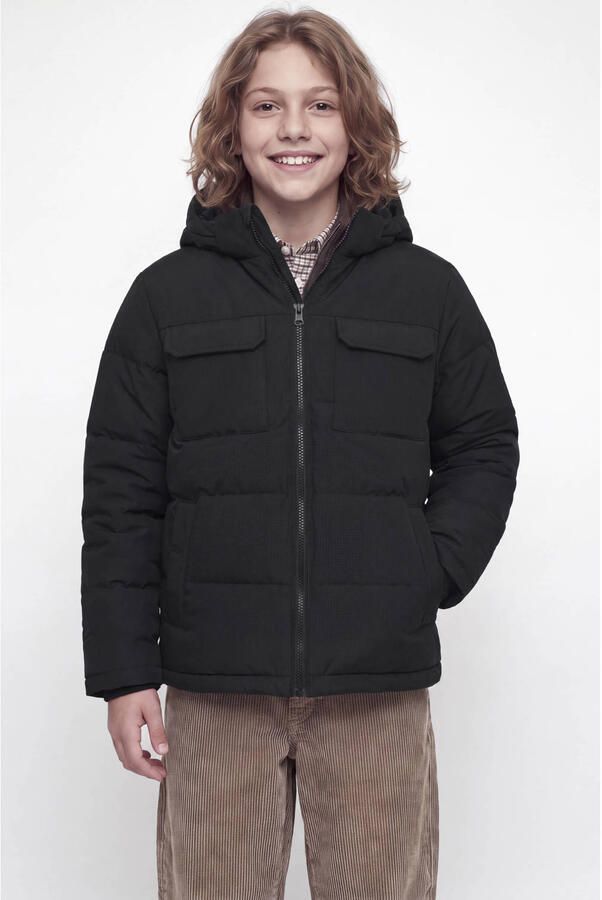 JACK & JONES JUNIOR gewatteerde winterjas zwart