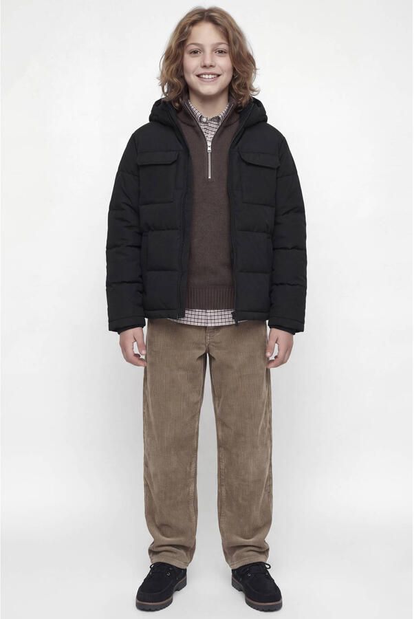 JACK & JONES JUNIOR gewatteerde winterjas zwart Jongens Polyester Capuchon - Foto 3
