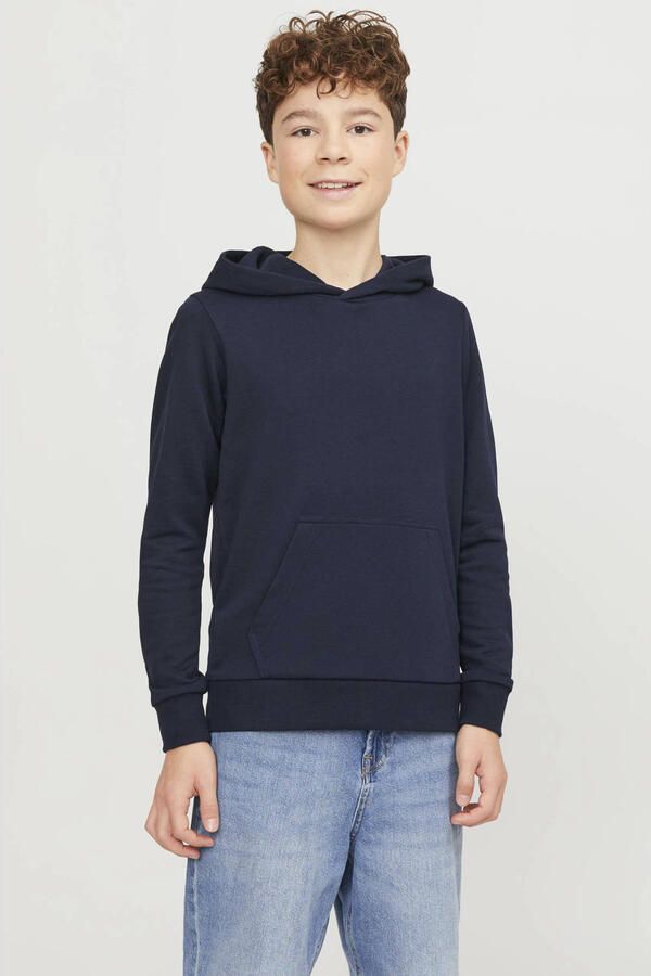 Jack & jones JUNIOR hoodie JJEBRADLEY donkerblauw Sweater Effen 176