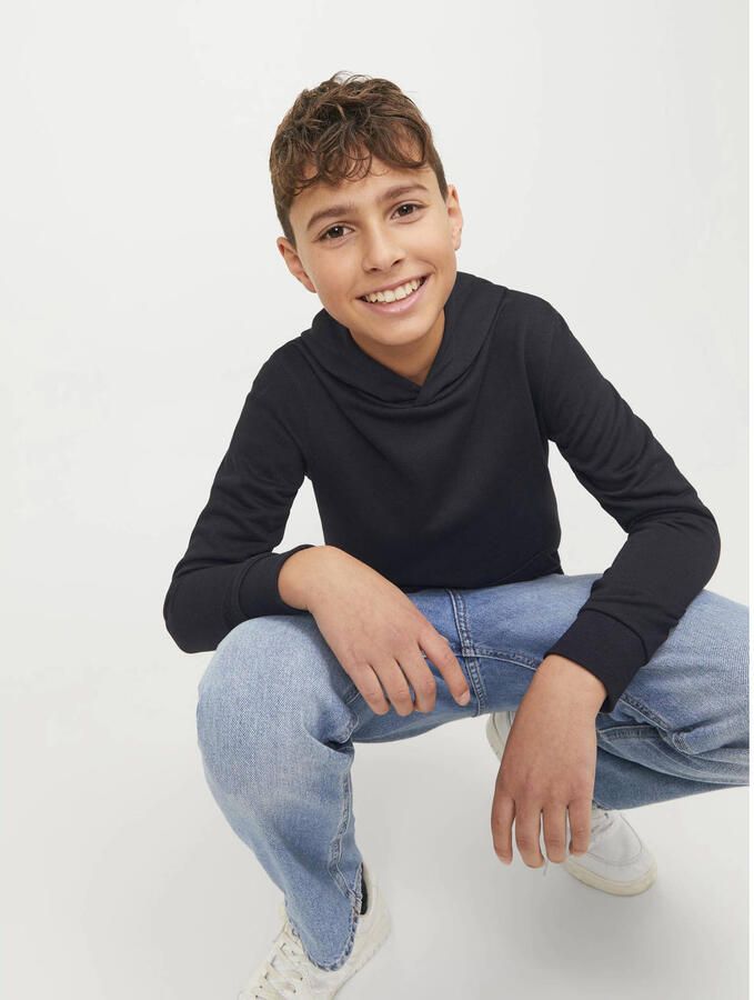 Jack & jones JUNIOR hoodie JJEBRADLEY zwart Sweater Effen 164