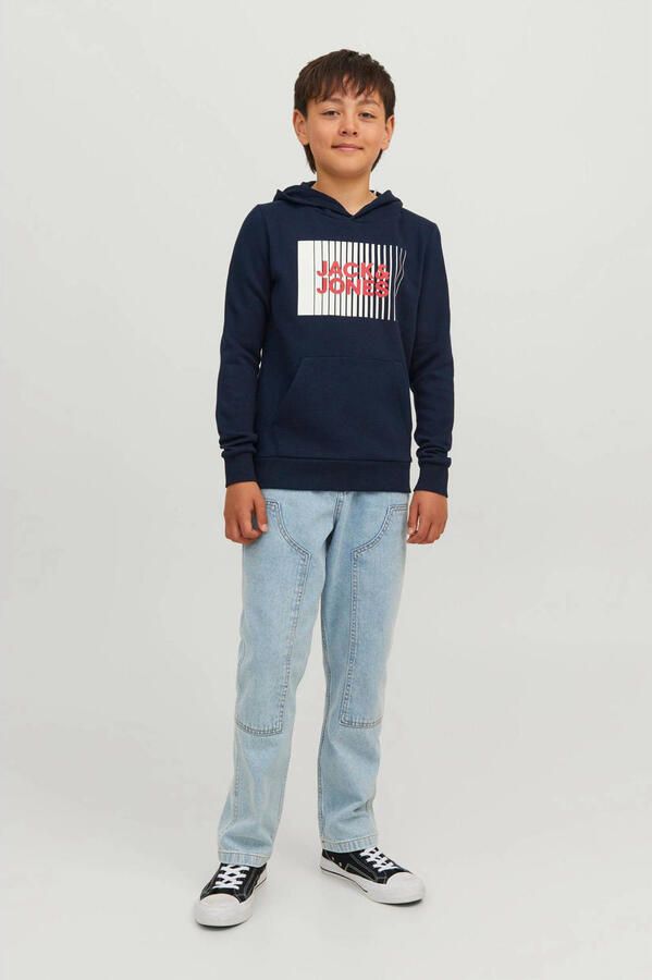 Jack & jones JUNIOR hoodie JJECORP met logo donkerblauw Sweater Logo 176 - Foto 2