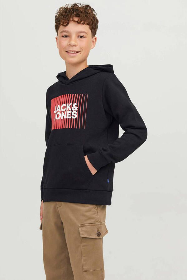 Jack & jones JUNIOR hoodie JJECORP met logo zwart Sweater Logo 176 - Foto 2