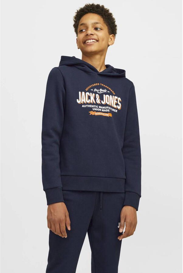 Jack & jones JUNIOR hoodie JJELOGO met logo donkerblauw Sweater Logo 128