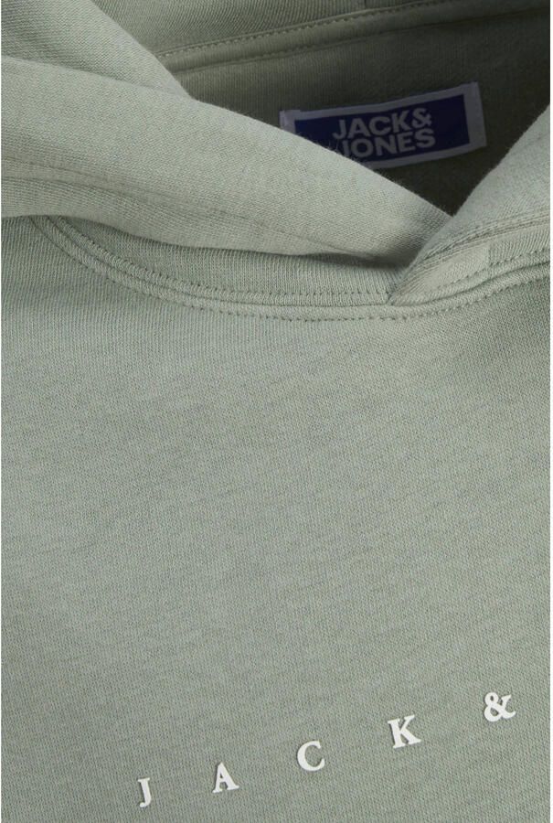 JACK & JONES JUNIOR hoodie JJESTAR met tekst zachtgroen - Foto 3