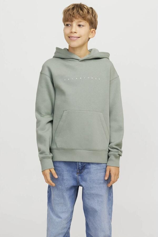 JACK & JONES JUNIOR hoodie JJESTAR met tekst zachtgroen - Foto 2