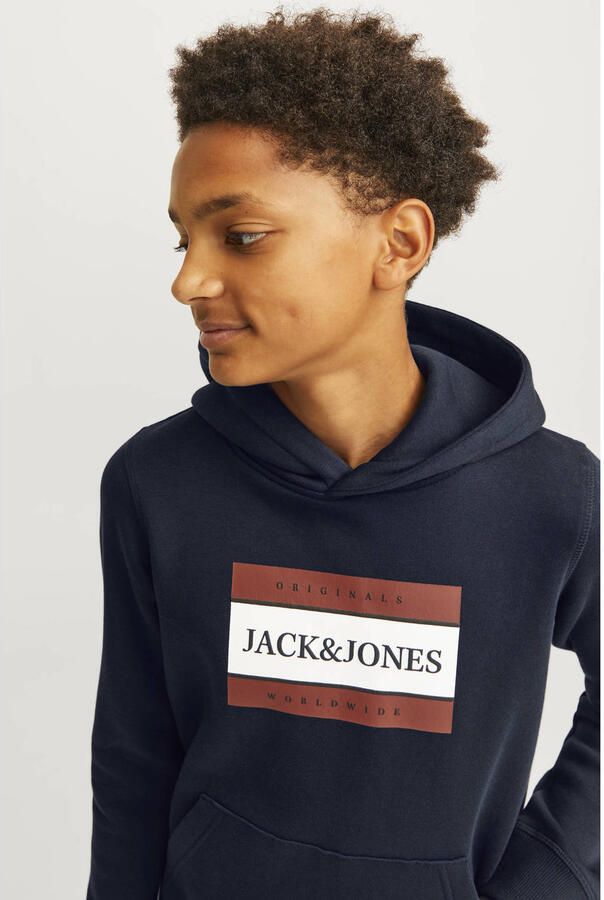 Jack & jones JUNIOR hoodie JORFREDERIKSBERG met printopdruk donkerblauw Sweater 152 - Foto 2